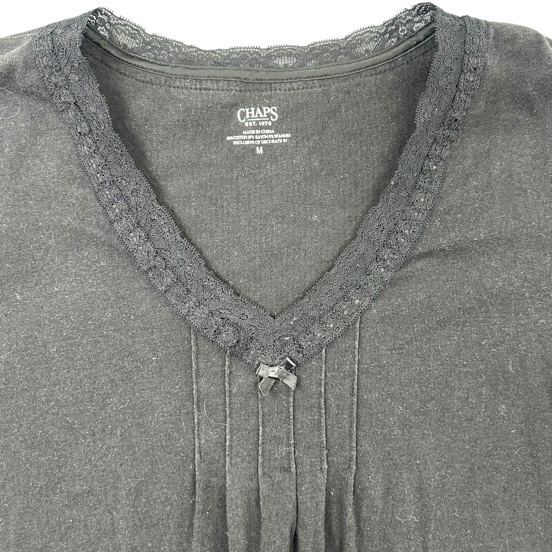 Chaps Black Long Sleeve V Neck Shirt
