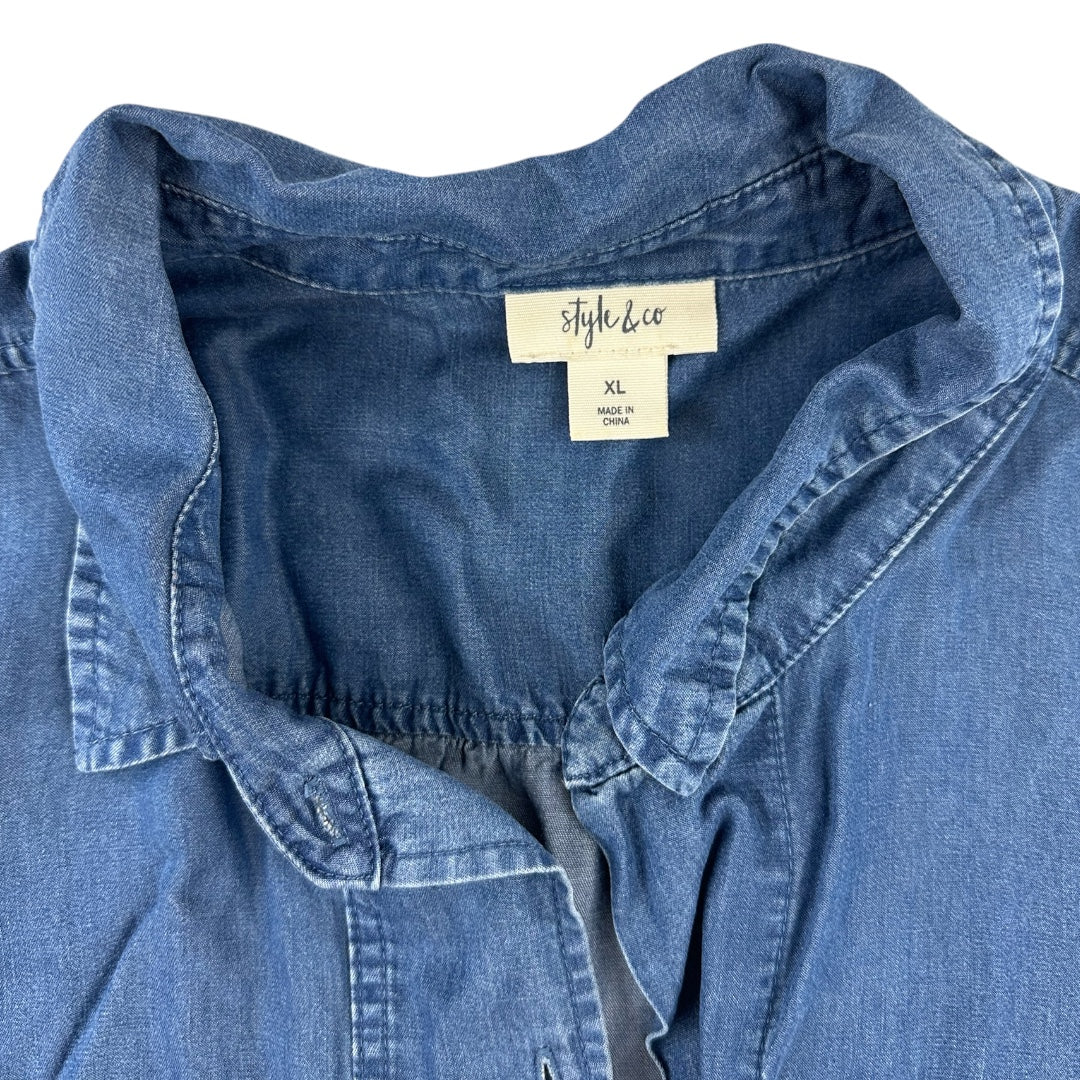 Style & Co. Sleeveless Denim Chambray Shirt Dress
