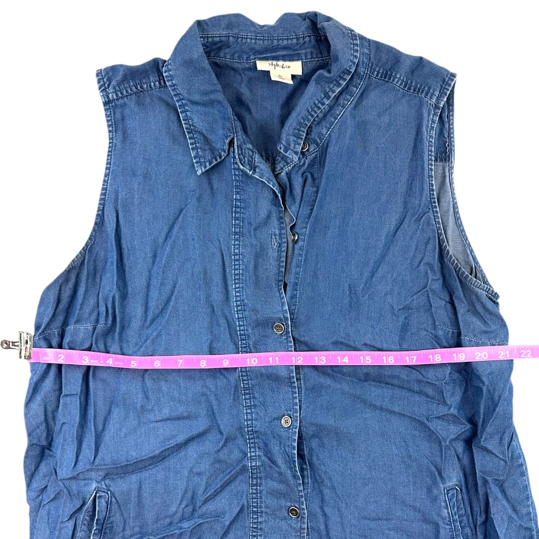 Style & Co. Sleeveless Denim Chambray Shirt Dress