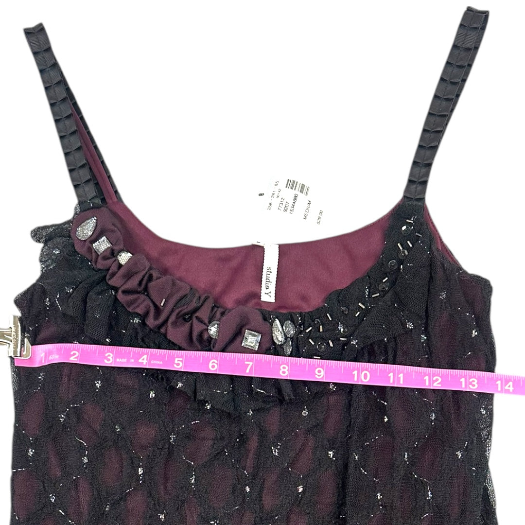 Maurice's Black and Purple Lace Camisole Tank Top NWT