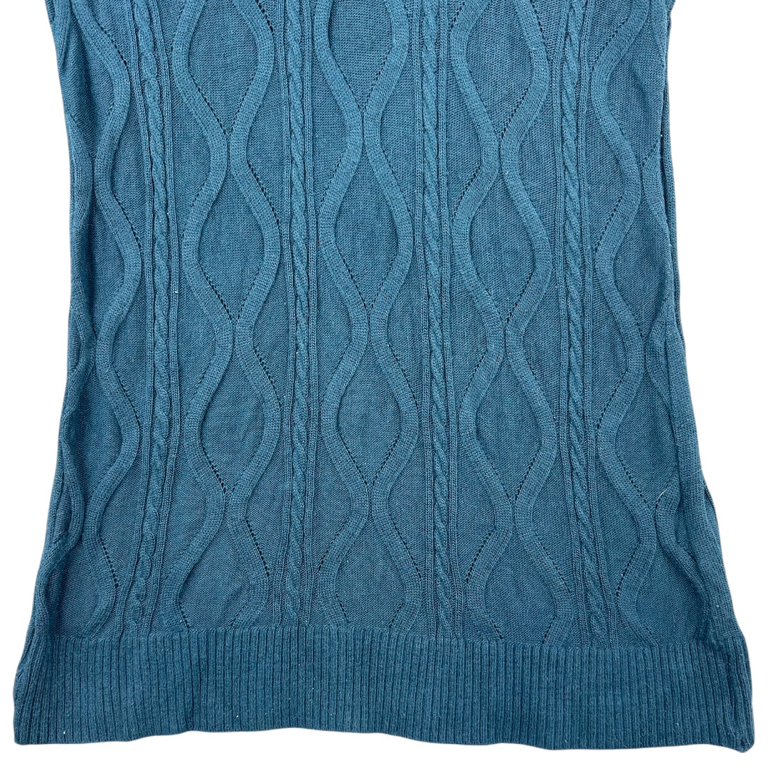 Forever Teal Cable Knit V Neck Fabric