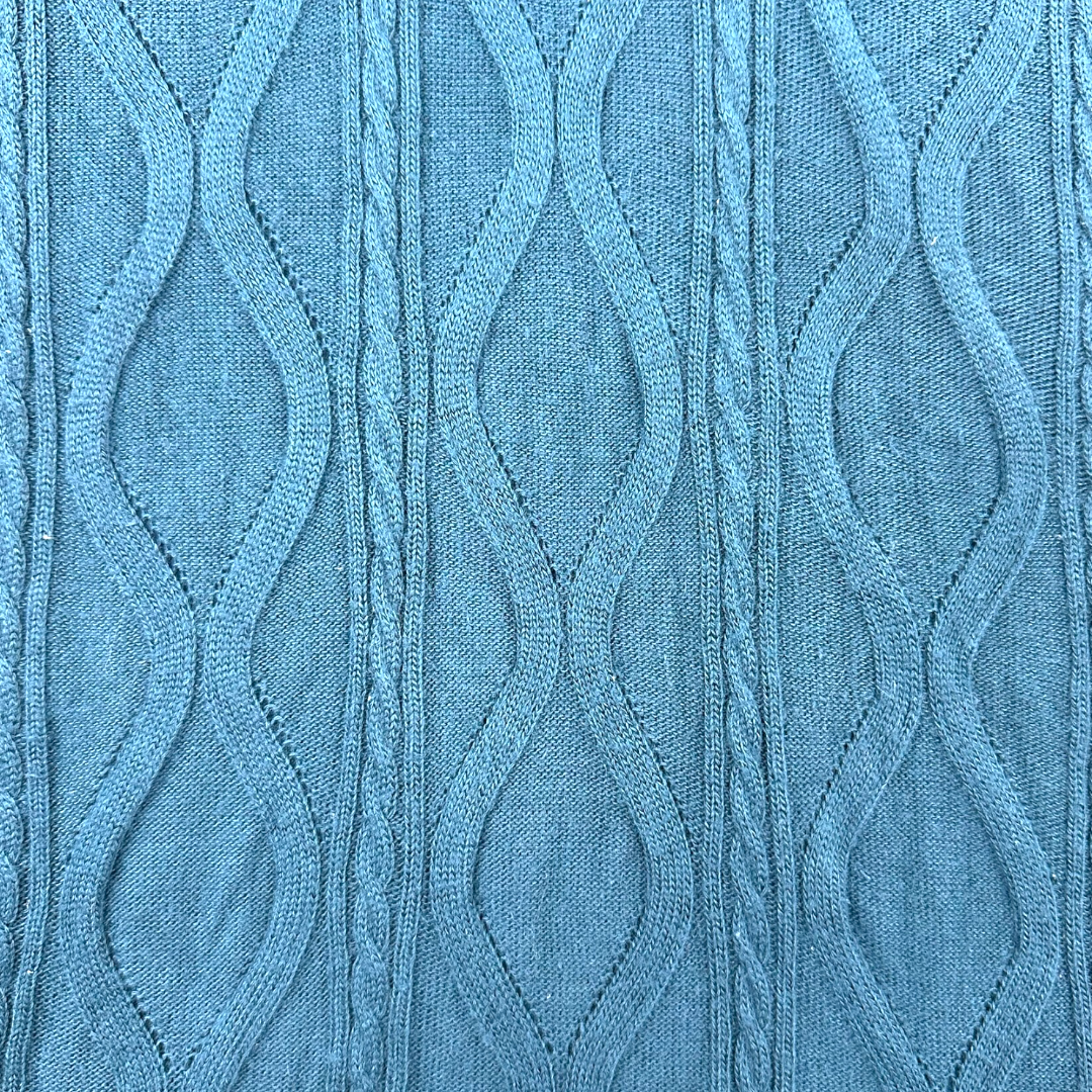 Forever Teal Cable Knit V Neck Fabric