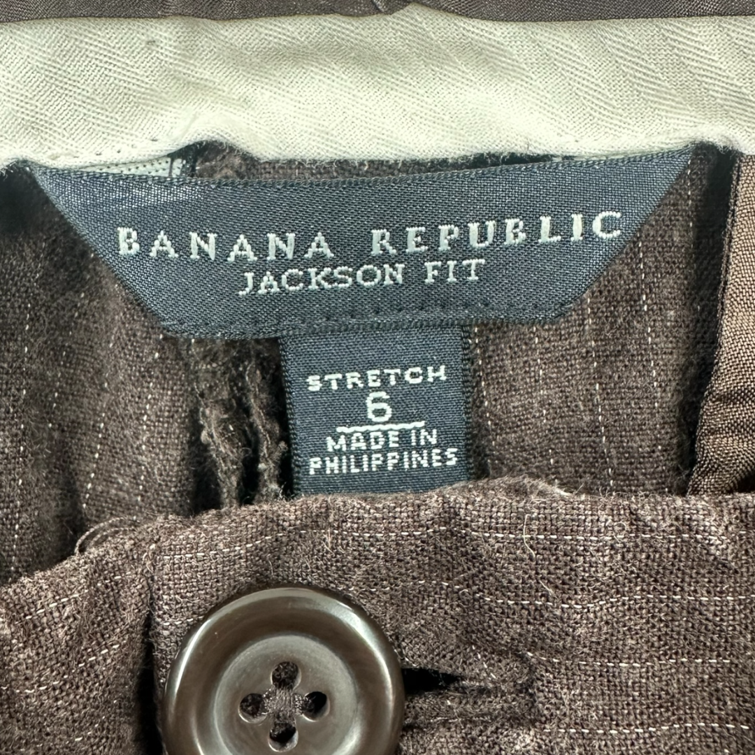 Banana Republic Jackson Fit Wide Leg Chocolate Striped Pants