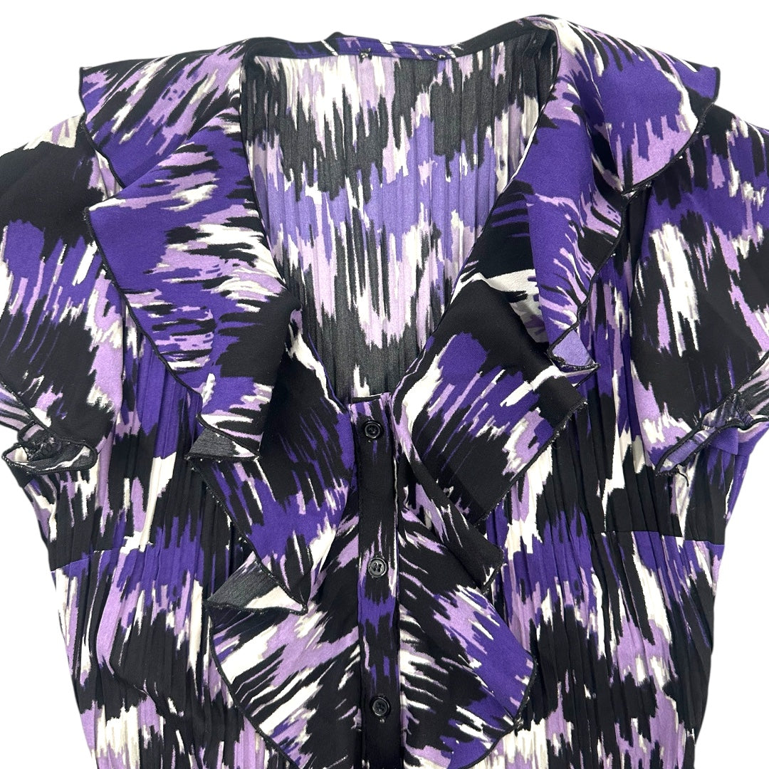 Y2K Abstract Print Ruffled Short Sleeve Blouse