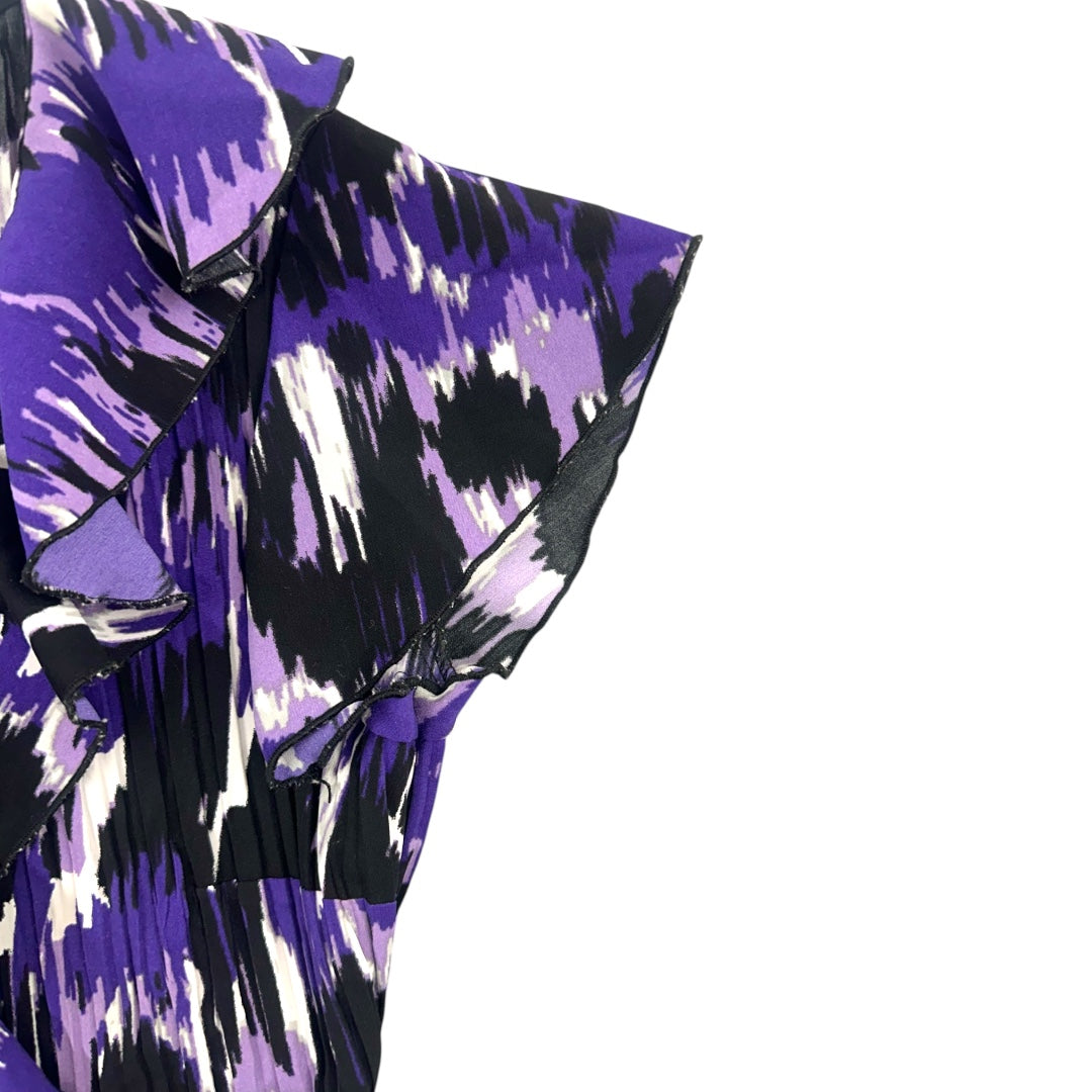 Y2K Abstract Print Ruffled Short Sleeve Blouse