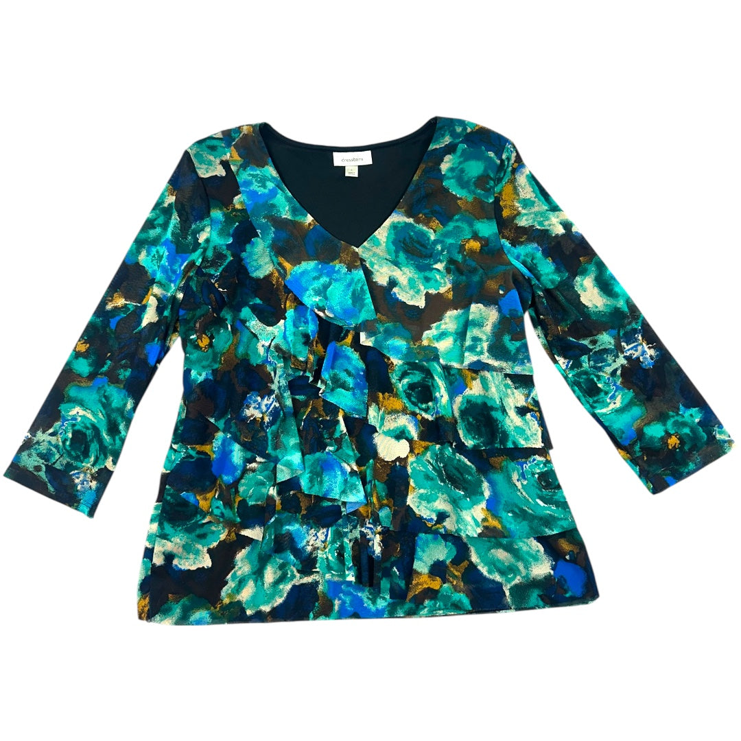 Y2K Dressbarn Floral Print V Neck Blouse