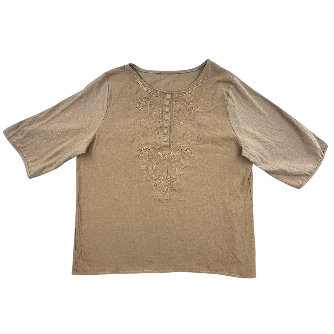 Beige Embroidered Top