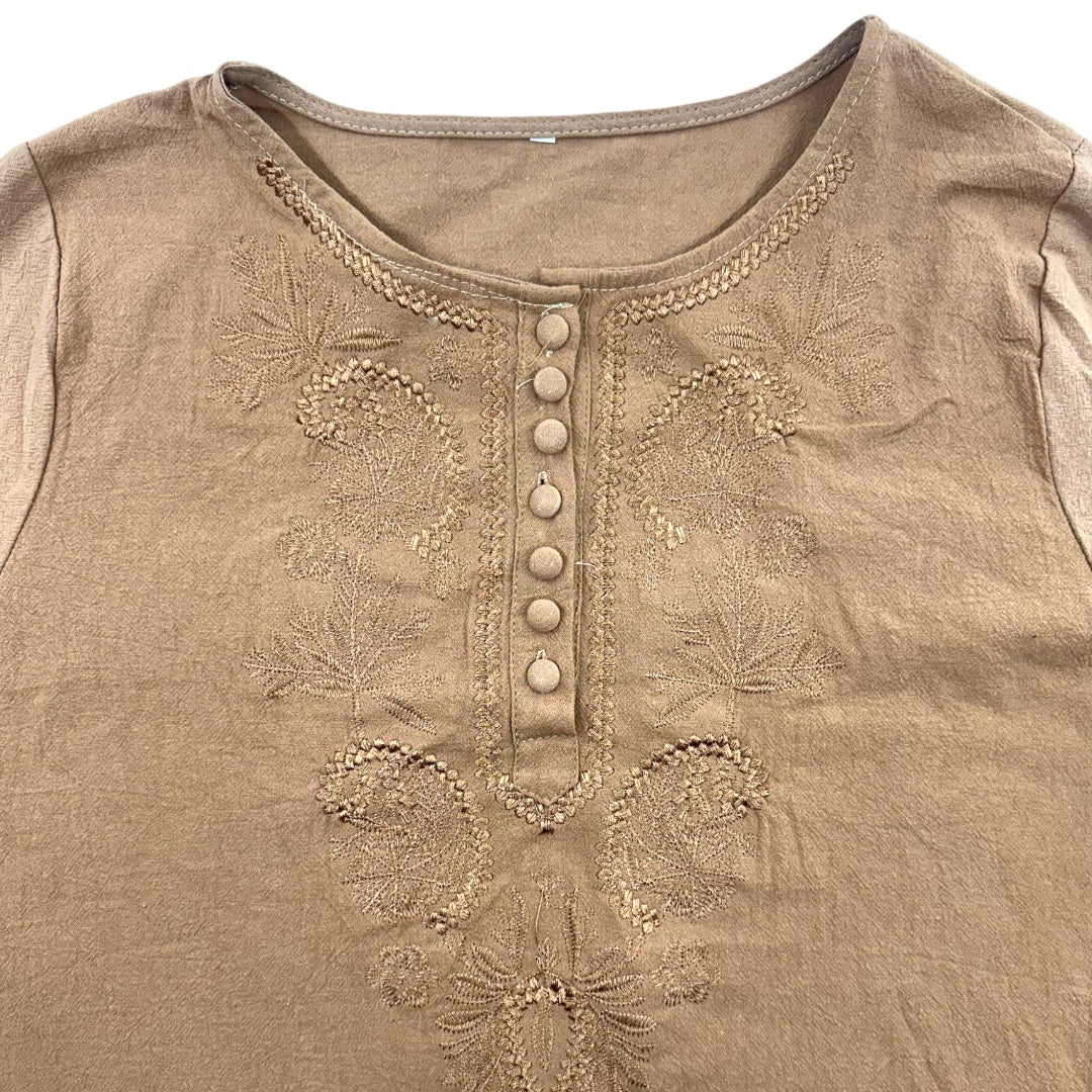 Beige Embroidered Top