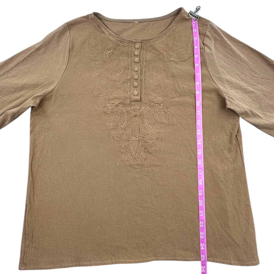 Beige Embroidered Top