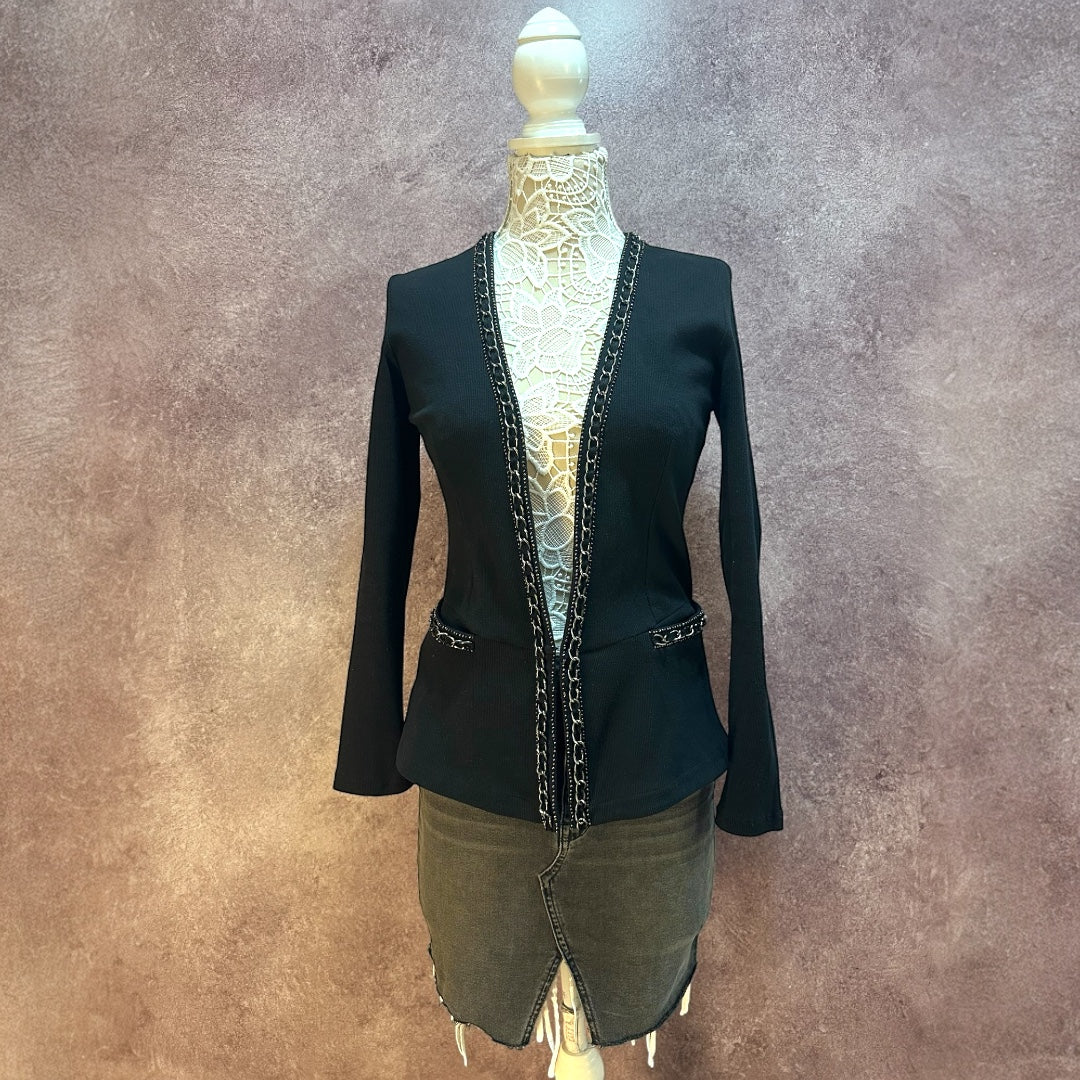 Rafaella Black Blazer With Silver Chain Trim
