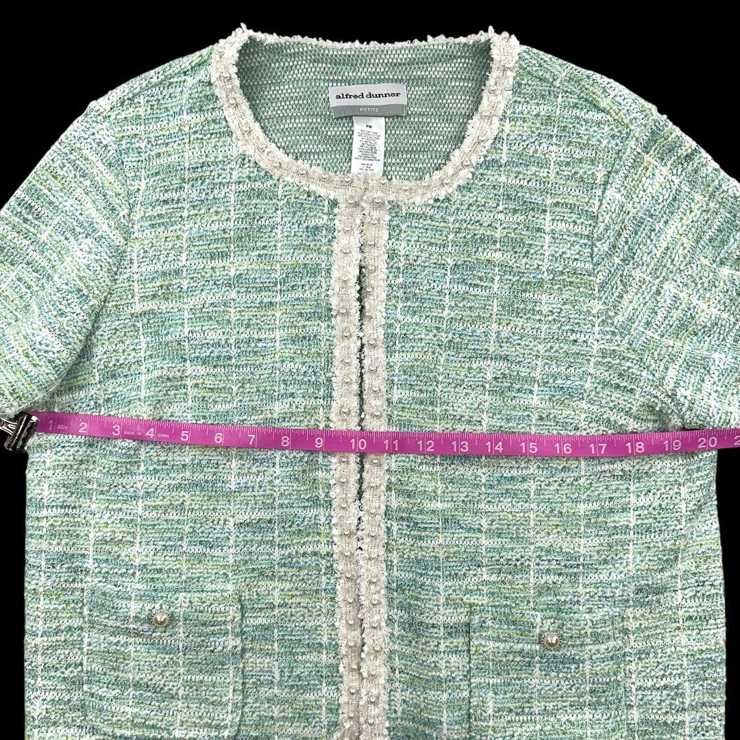 Alfred Dunner Mint Boucle Knit Jacket with Pearl Trim