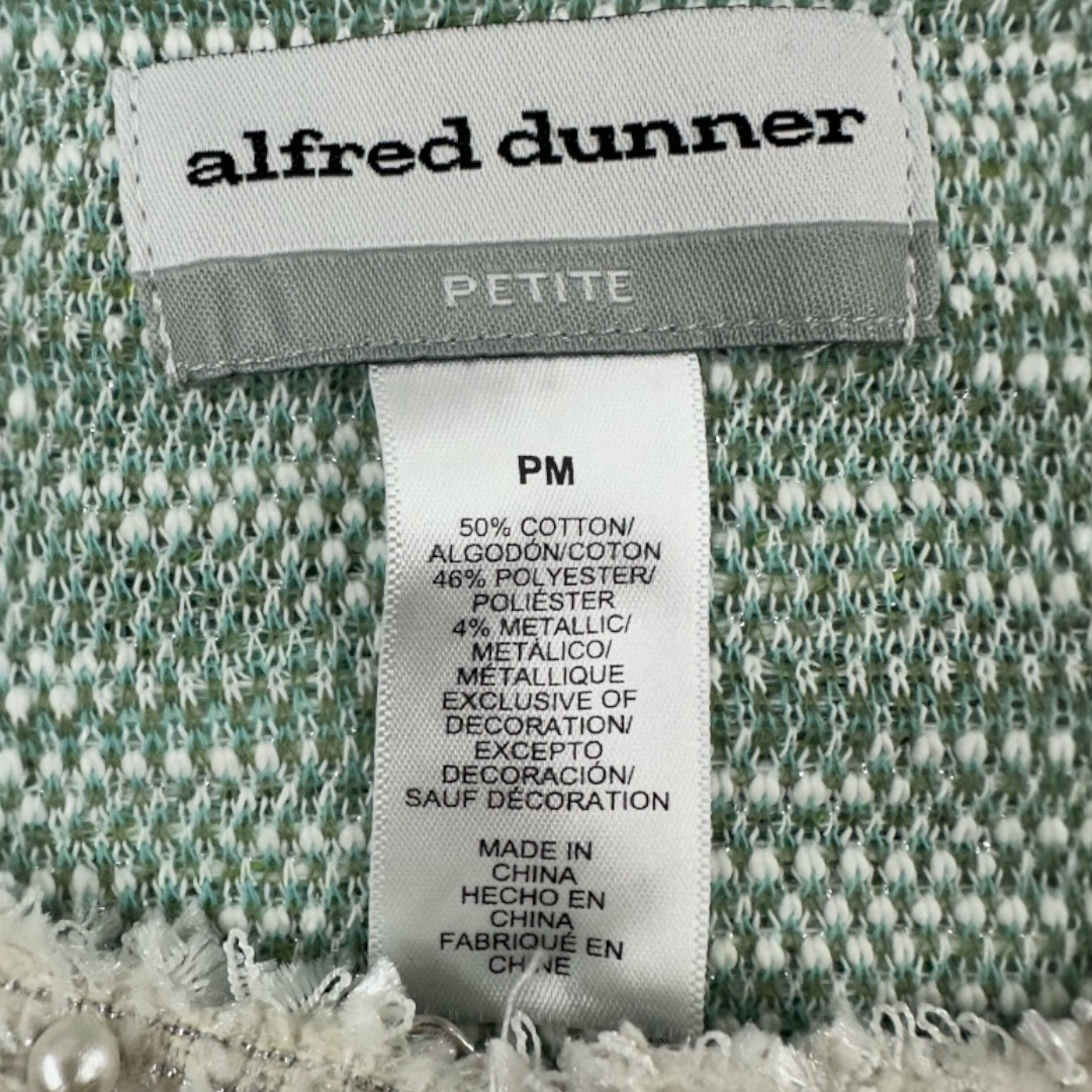 Alfred Dunner Mint Boucle Knit Jacket with Pearl Trim