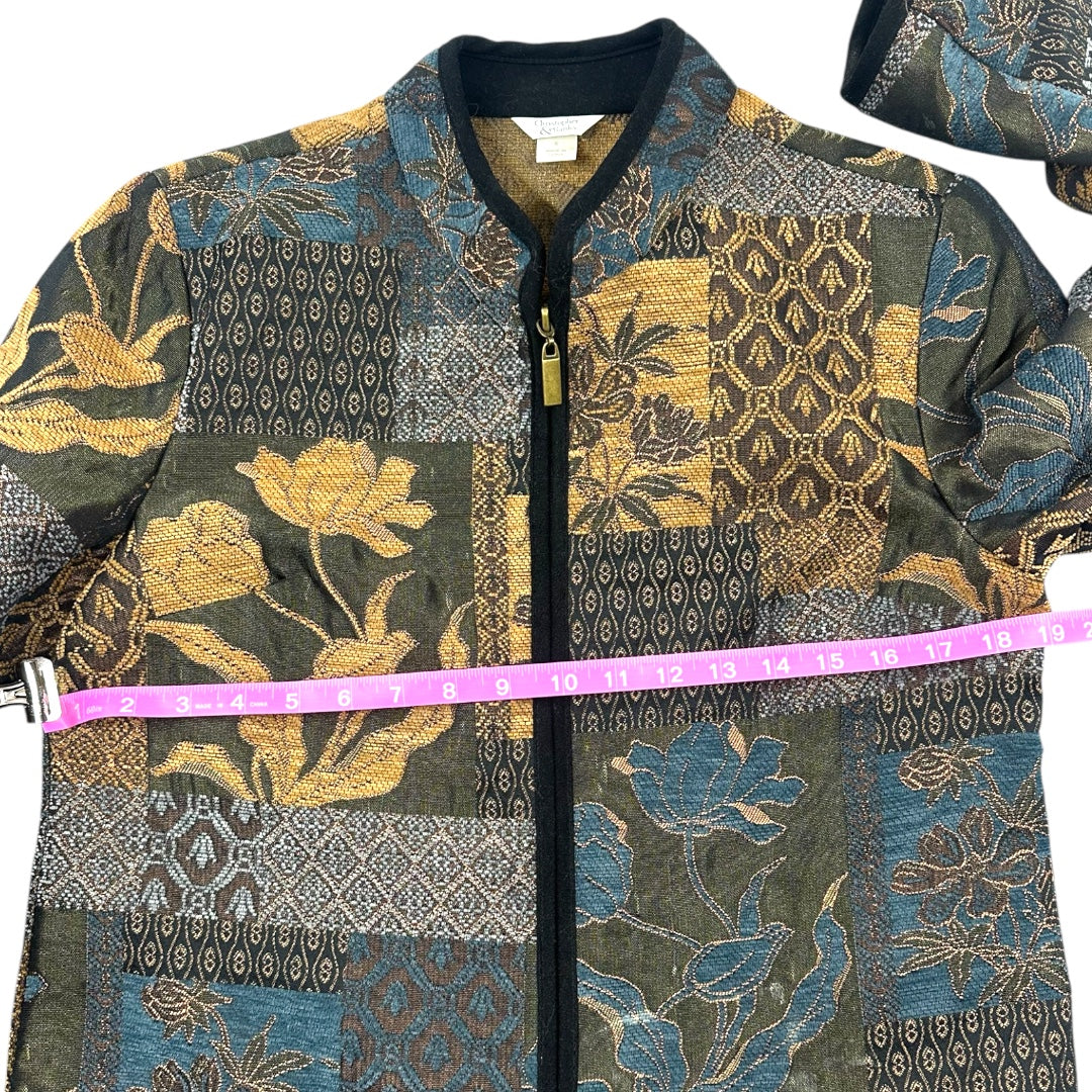 Christopher & Banks Floral Tapestry Zip Jacket
