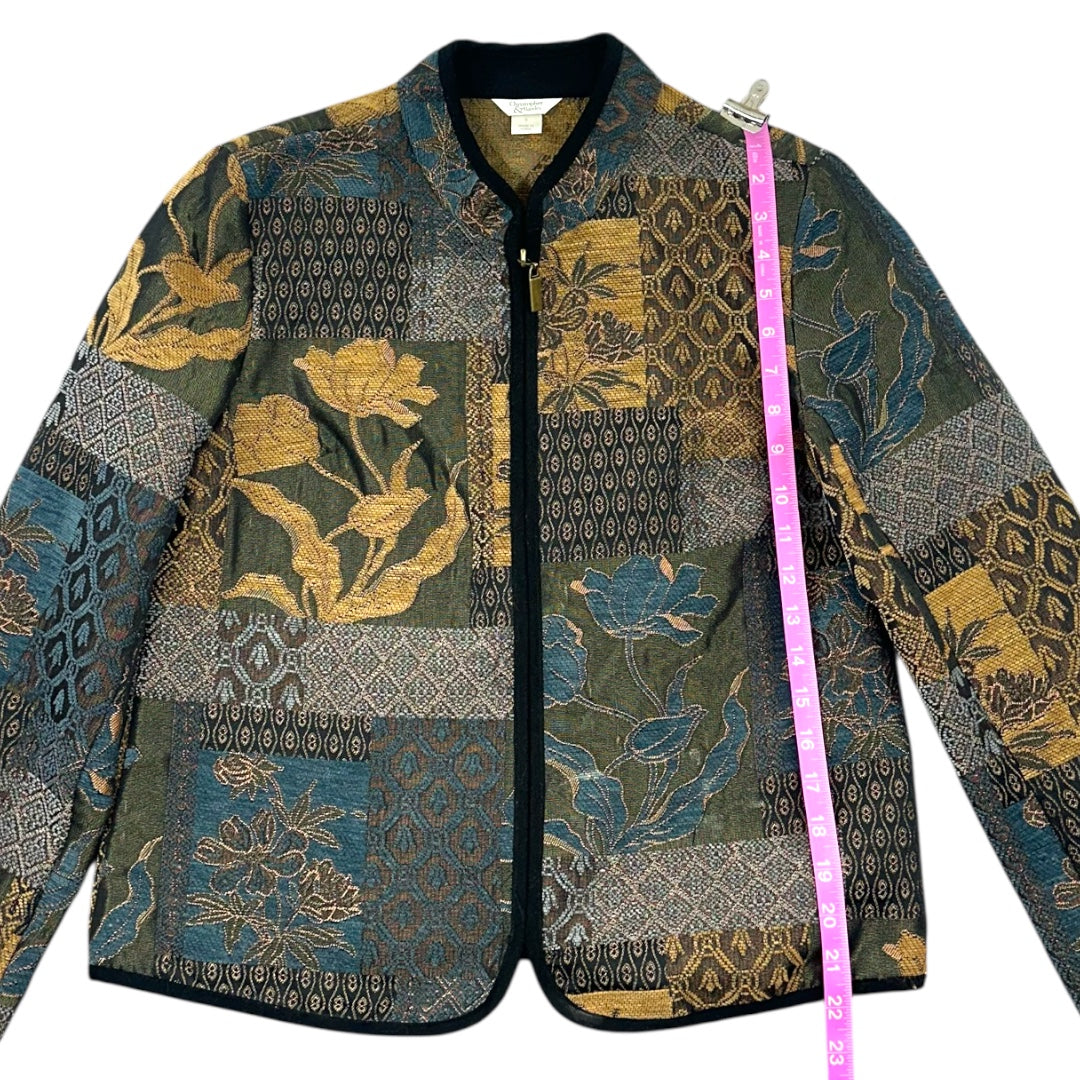 Christopher & Banks Floral Tapestry Zip Jacket