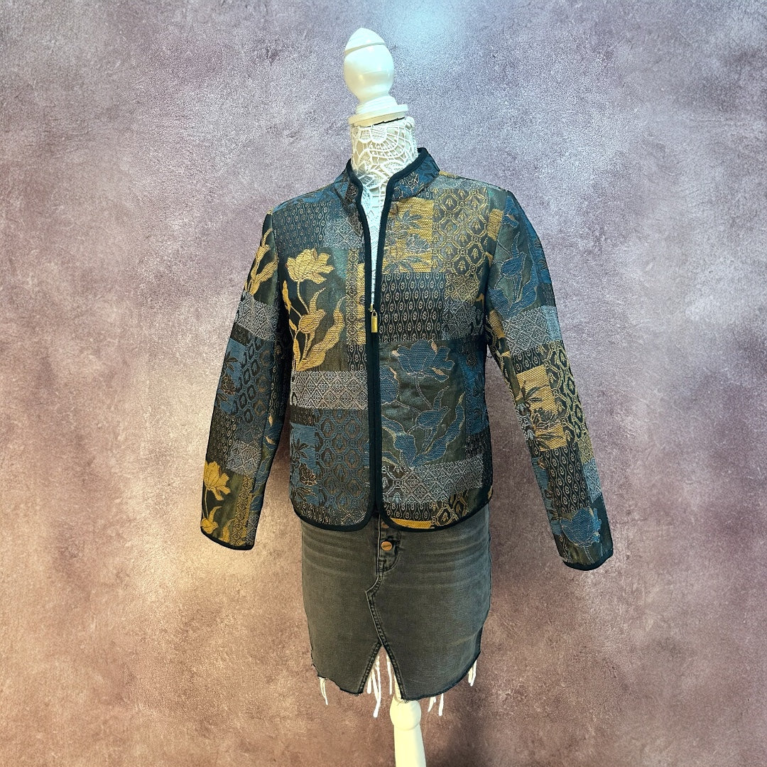 Christopher & Banks Floral Tapestry Zip Jacket