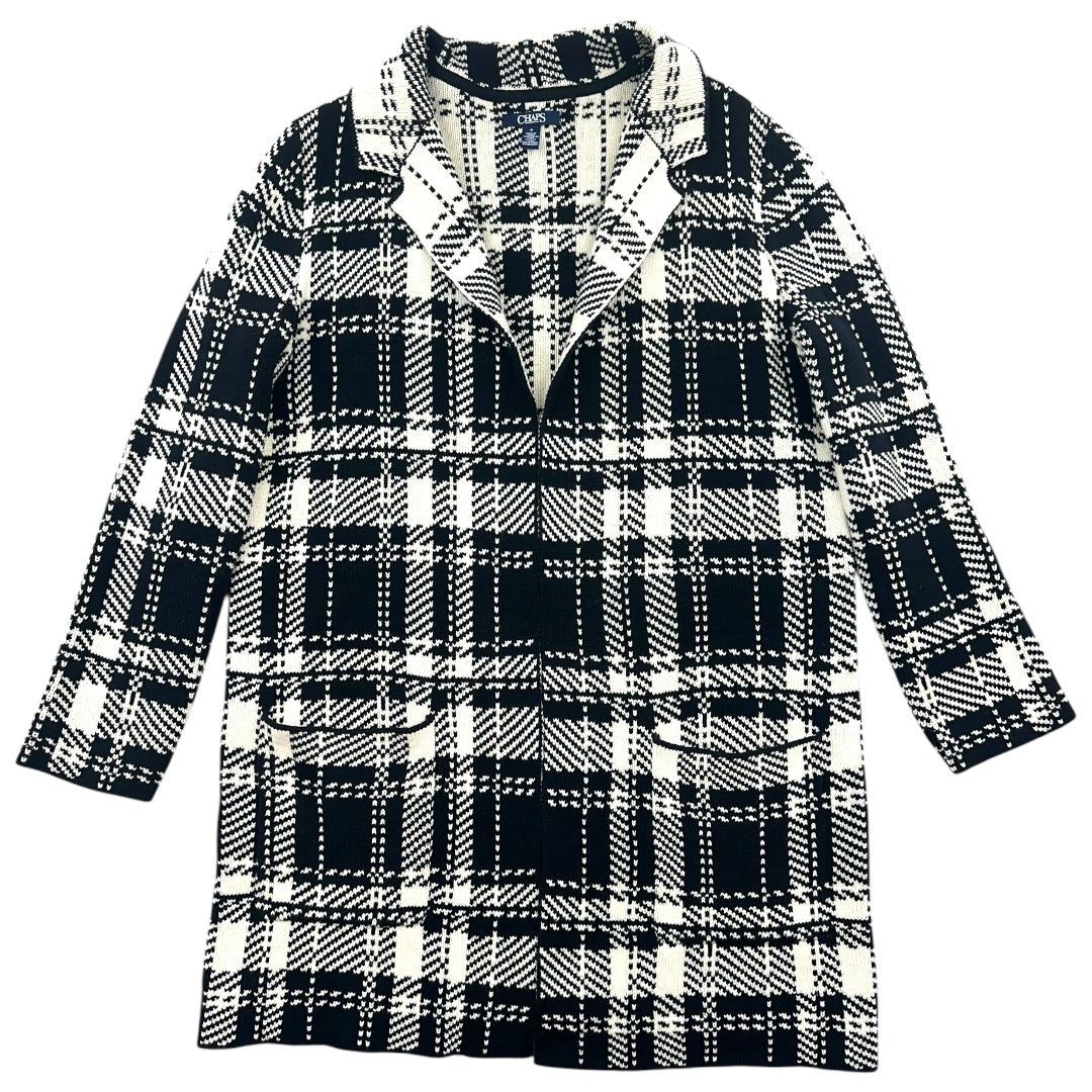 Chaps Plaid Houndstooth Print Duster Overcoat Sweater