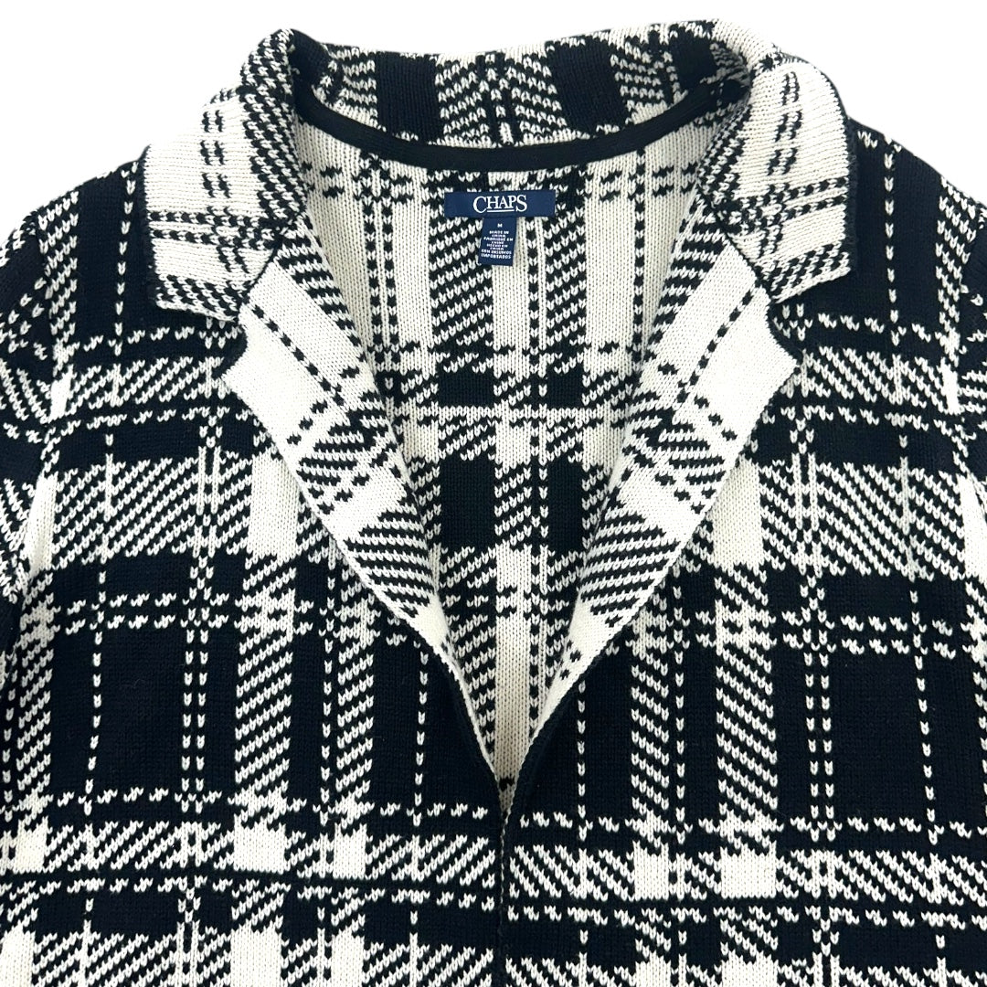 Chaps Plaid Houndstooth Print Duster Overcoat Sweater