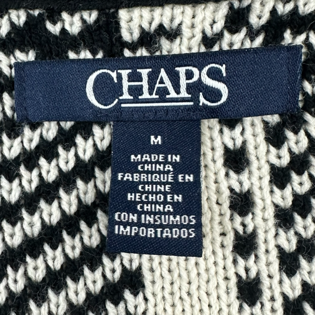 Chaps Plaid Houndstooth Print Duster Overcoat Sweater