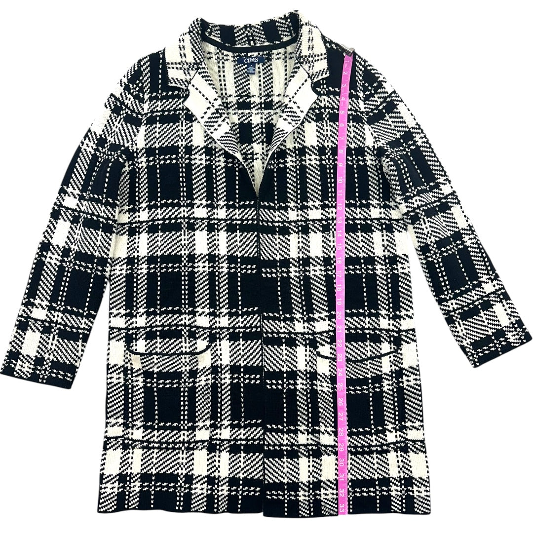 Chaps Plaid Houndstooth Print Duster Overcoat Sweater