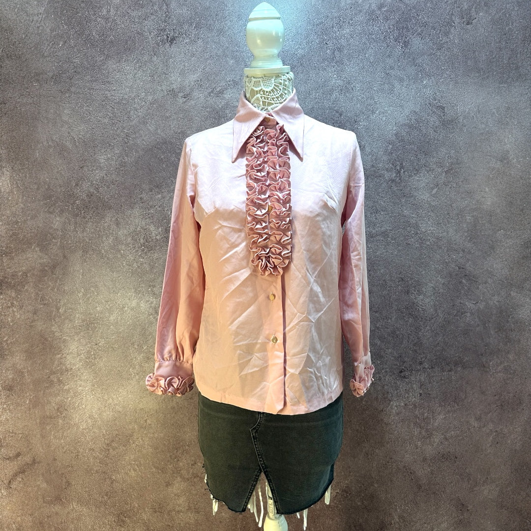 Vintage Pink Ruffled Shirt
