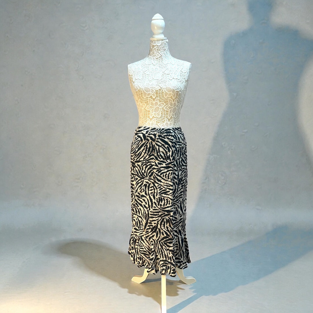 White Stag Midi Skirt in Black and White Print