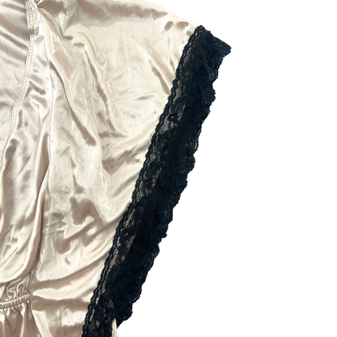 Y2K Charlotte Russe Satin Butterfly Sleeve Top with Lace Trim