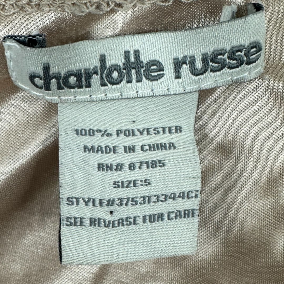 Y2K Charlotte Russe Satin Butterfly Sleeve Top with Lace Trim
