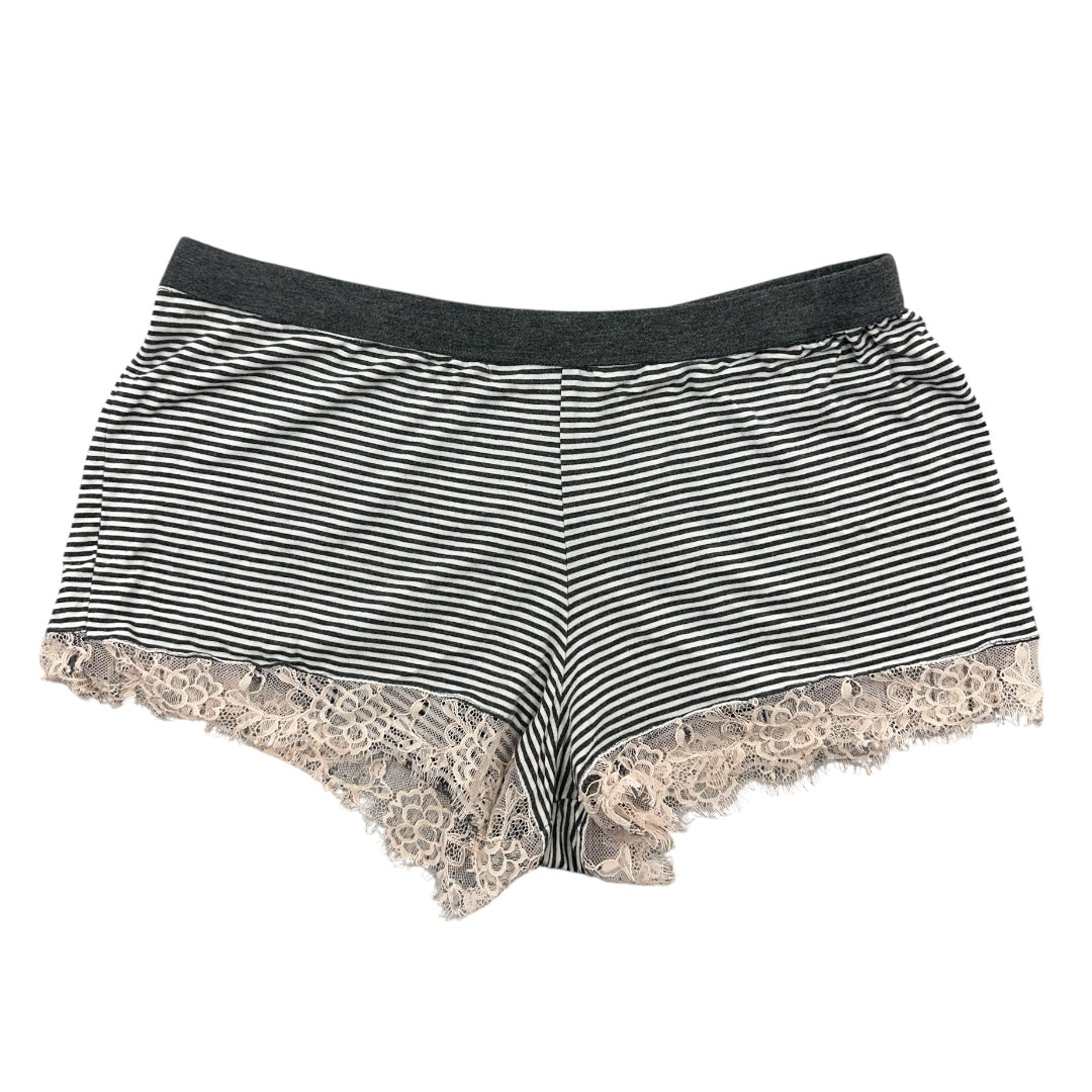 Striped Boyshort Pajama Shorts with Lace Trim