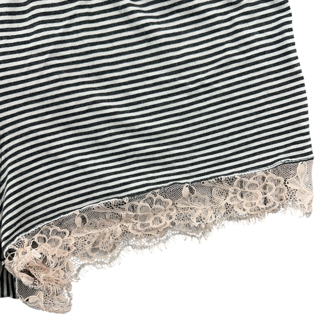 Striped Boyshort Pajama Shorts with Lace Trim