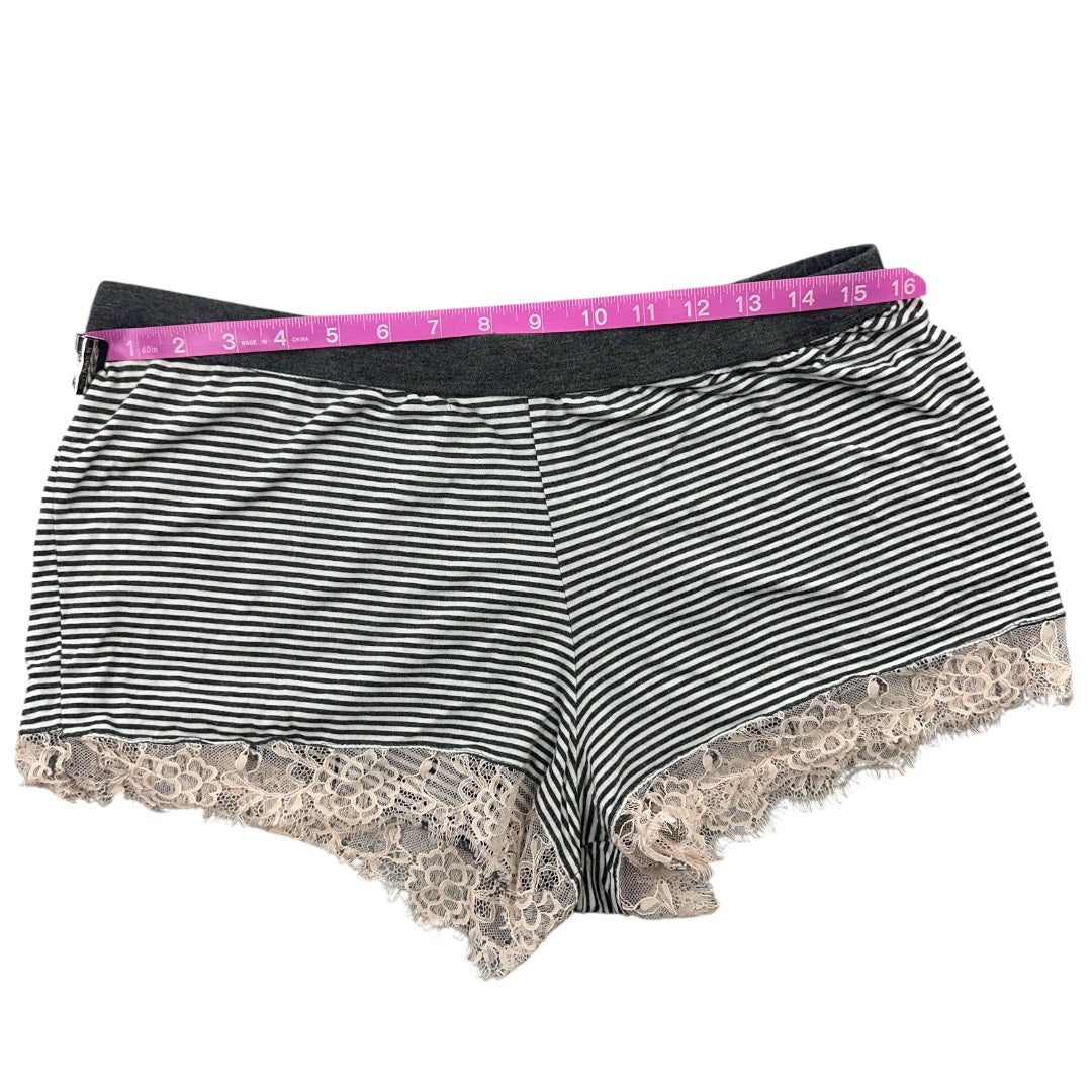 Striped Boyshort Pajama Shorts with Lace Trim