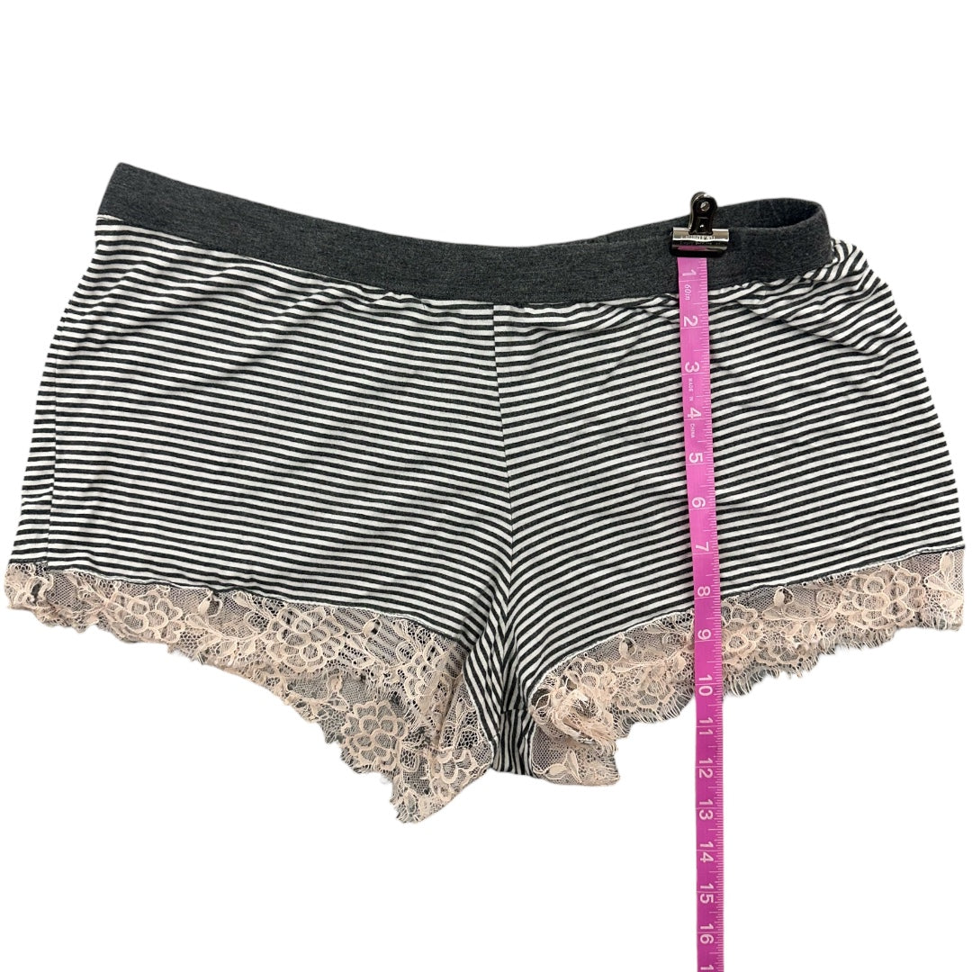 Striped Boyshort Pajama Shorts with Lace Trim