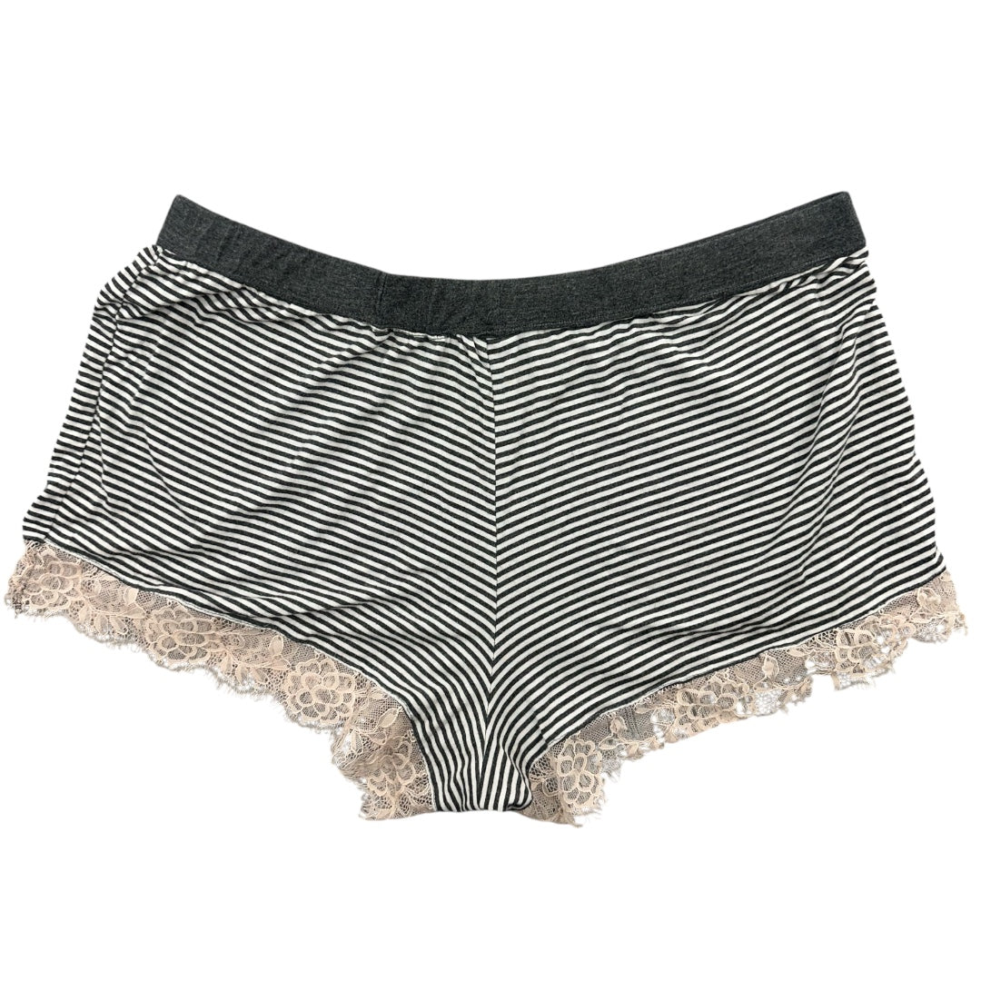 Striped Boyshort Pajama Shorts with Lace Trim