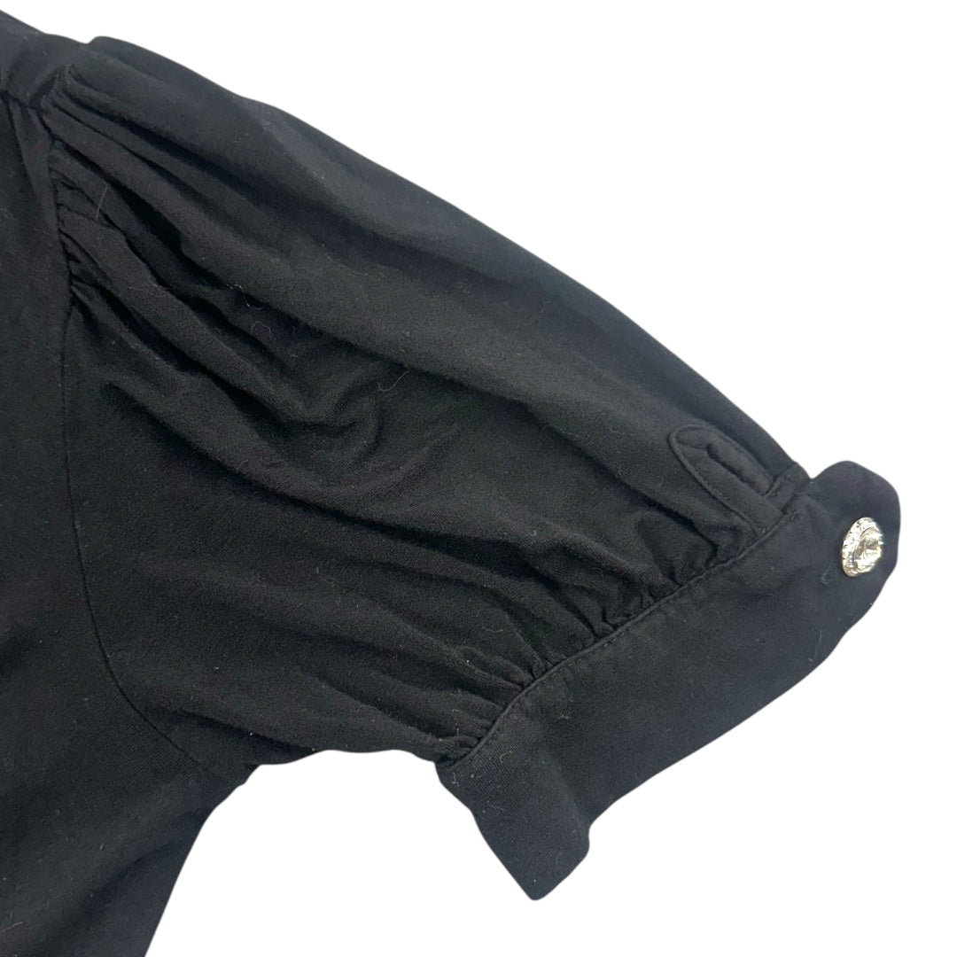 Black Ruched V Neck Top