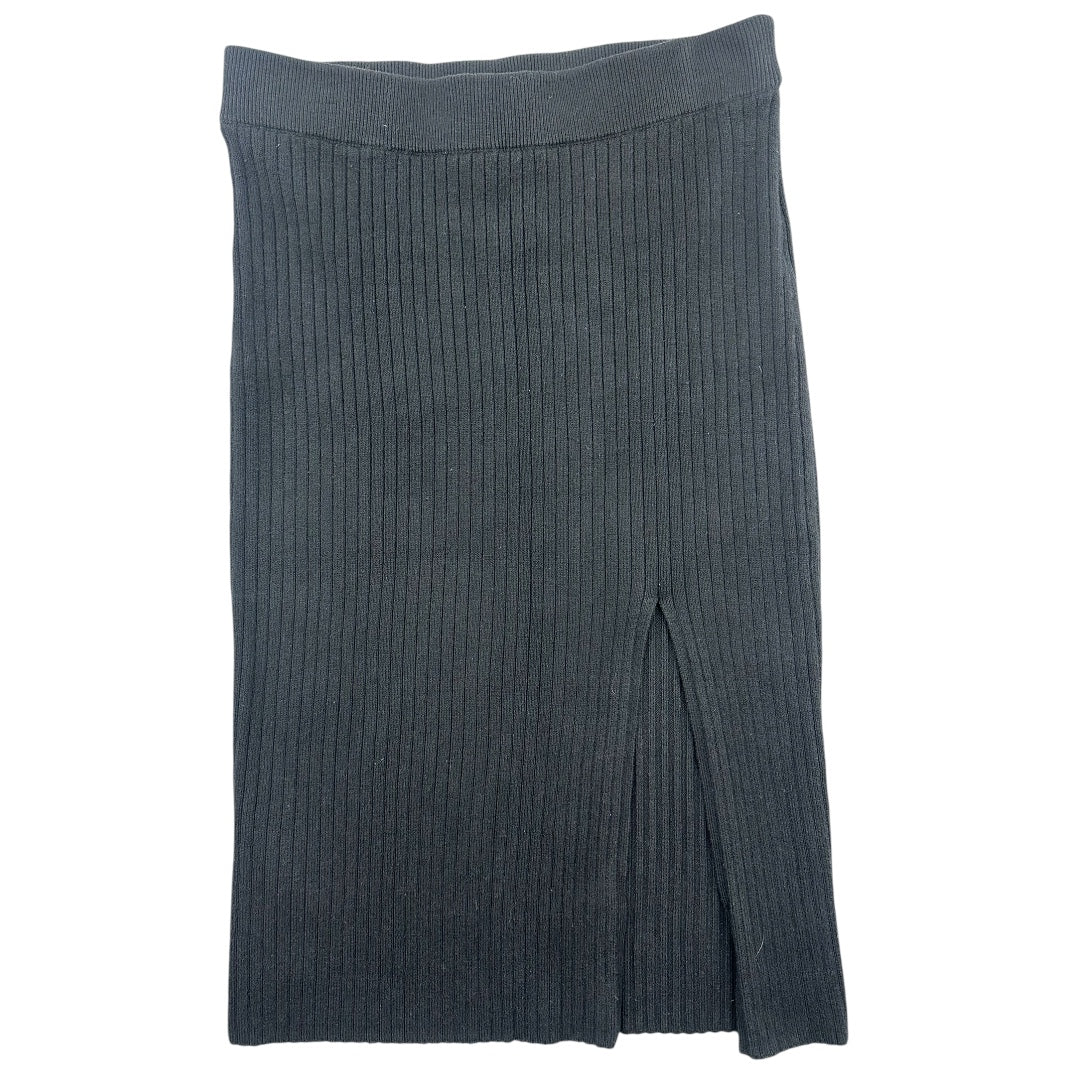 Abercrombie & Fitch Black Ribbed Knit Midi Skirt