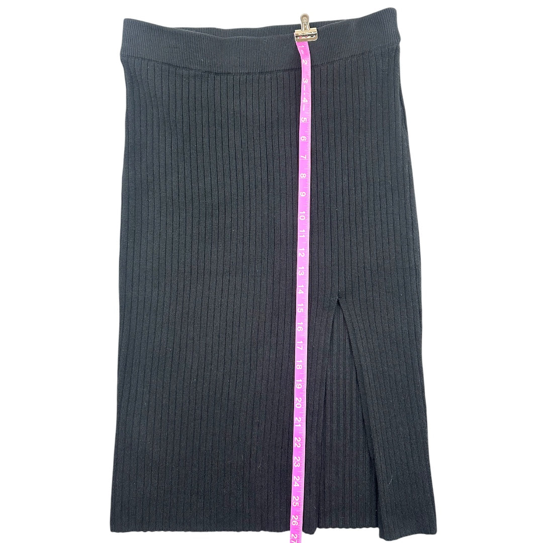 Abercrombie & Fitch Black Ribbed Knit Midi Skirt