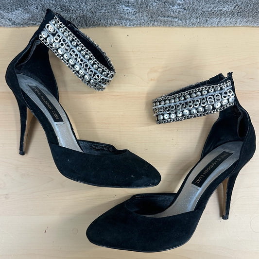 Steve Madden Luxe L-Fiona Black Suede Jeweled Pumps
