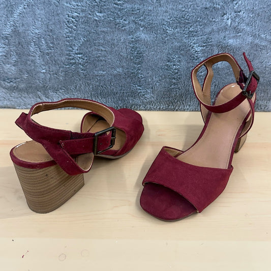 Universal Thread Burgundy Microsuede Heeled Sandals
