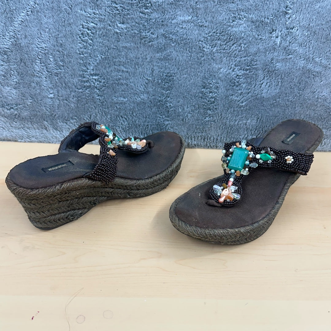 Xhilaration Beaded Embellished Wedge Thong Sandals