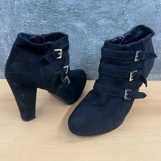 Report black Strappy Ankle Boots with Silver Buckle Detailing