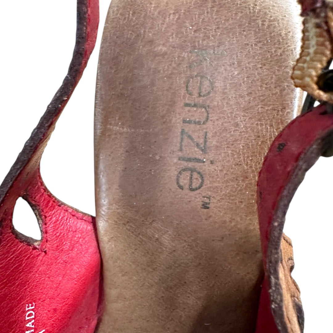 Kenzie Billy Brown Leather Slingback Wedge Heel
