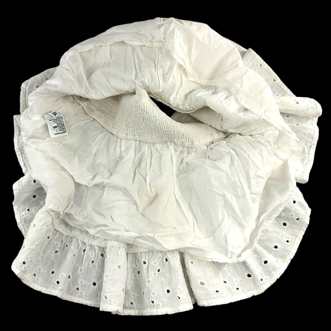 American Eagle Outfitters White Eyelet Tiered Mini Skirt with Smocked Waistband