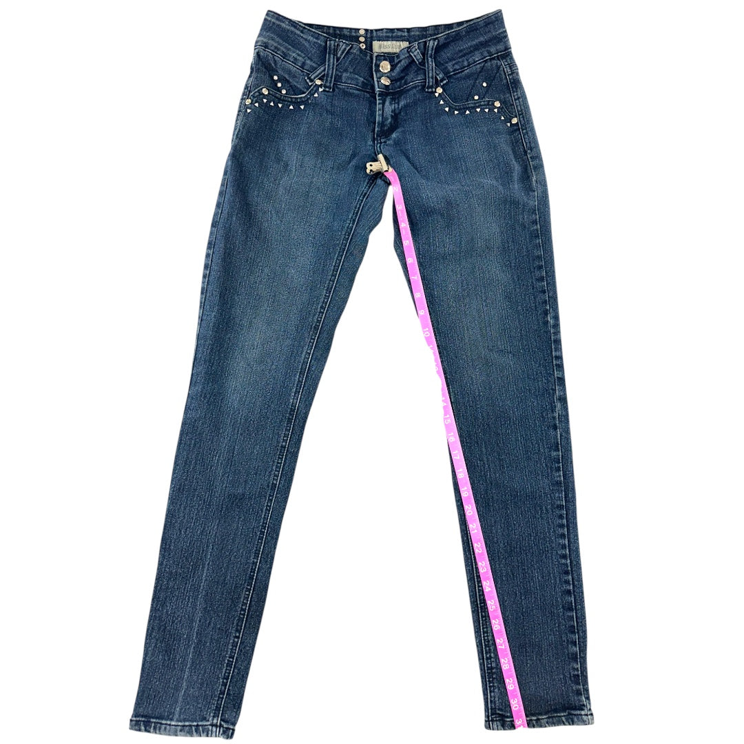 Miss Rudy Dark Wash Embellished Skinny Jeans