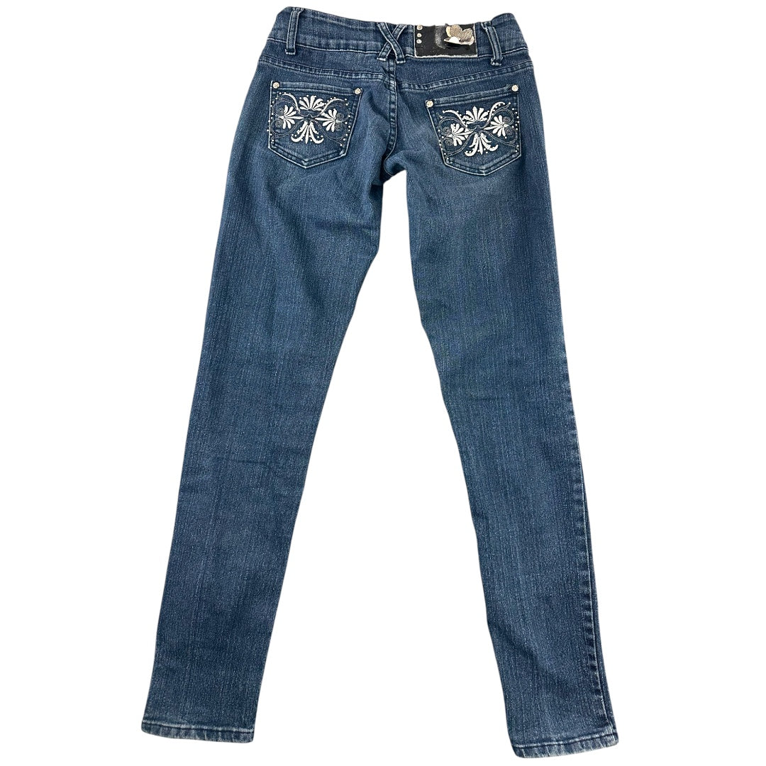 Miss Rudy Dark Wash Embellished Skinny Jeans