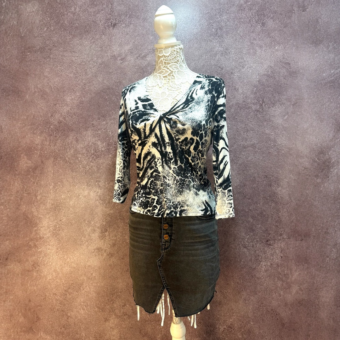Vintage Cache Animal Print V Neck