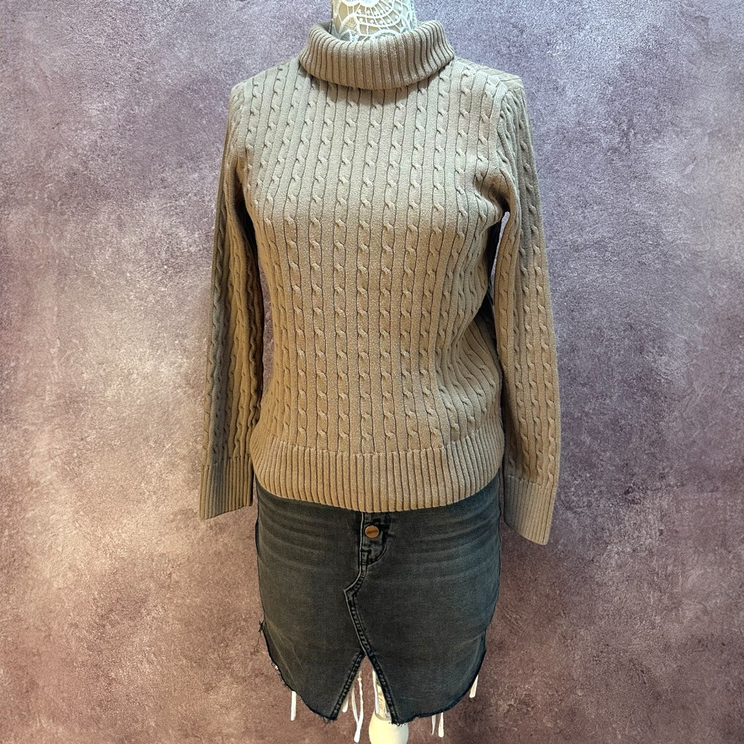 Jeanne Pierre Cable Knit Turtleneck Sweater