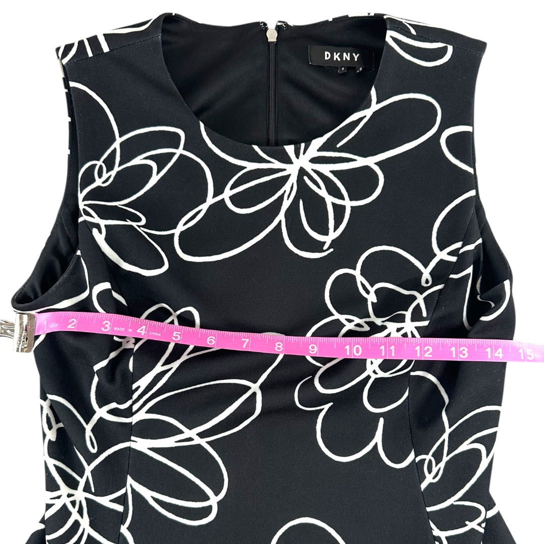 DKNY Sleeveless Fit & Flare Dress in Black Cloud Multi