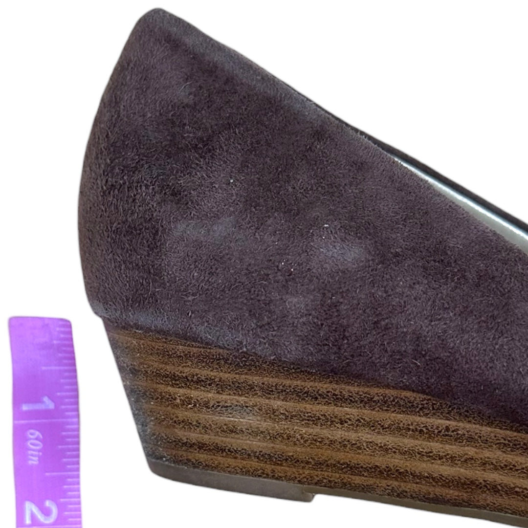 Talbots Brown Suede Peep Toe Wedge Kitten Heel