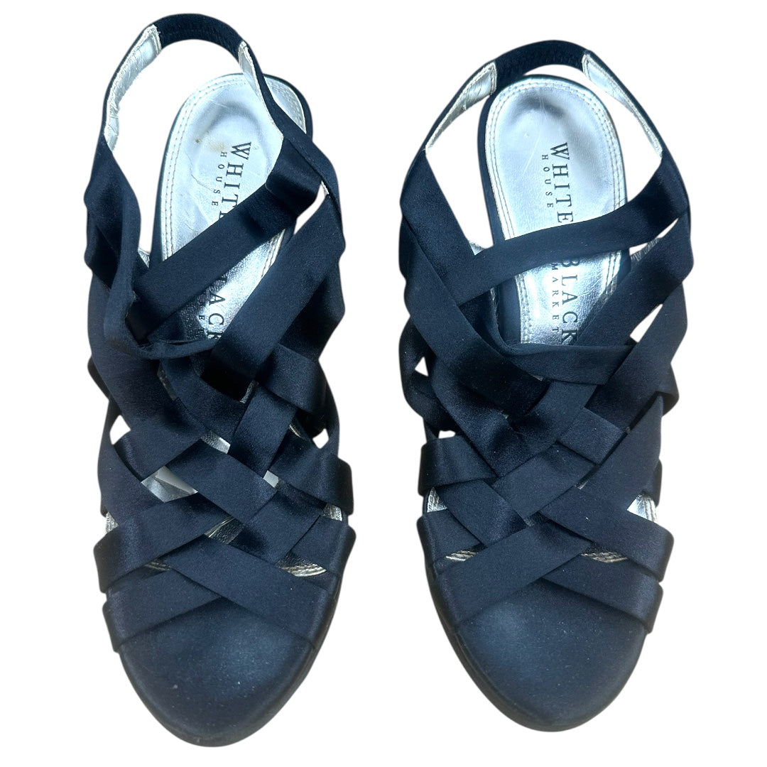 White House Black Market Carysn Black Satin Strappy Platform Heels