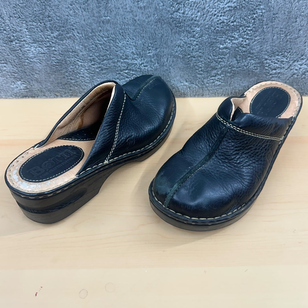 Born Black Leather Clog