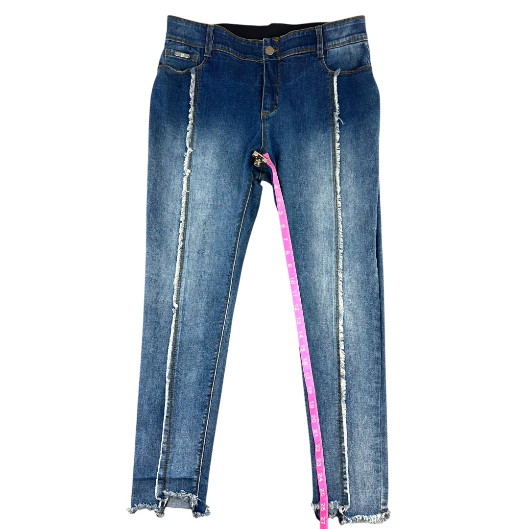 Coco + Carmen Tummy Slimming Stretch Frayed Stripe Skinny Jeans